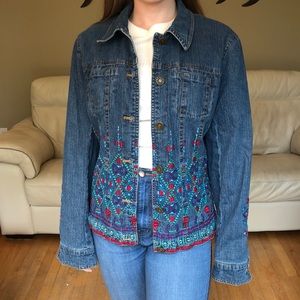 Coldwater Creek denim jacket with embroidery